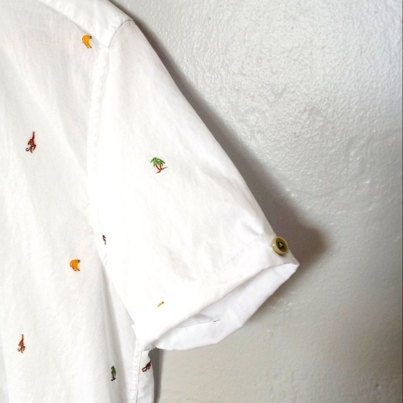 Ted Baker London Monkie Monkey Embroidery Short Sleeve Shirt Palms Bananas L - Picture 4 of 13